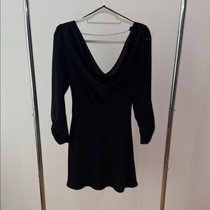 Astr Black Backless Dress with pearl accent on back